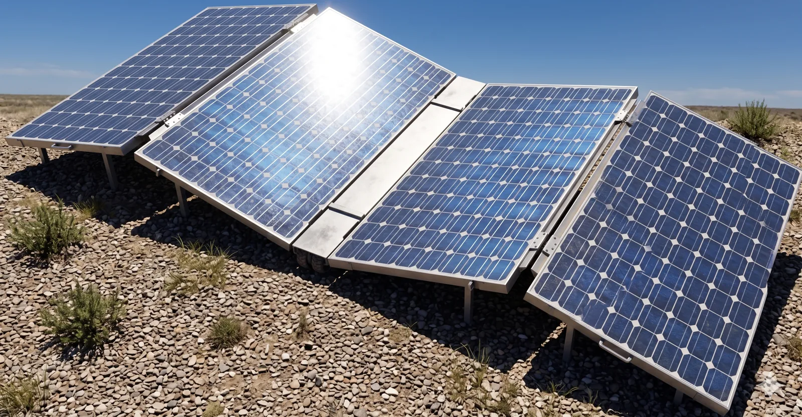 4 panel foldable and movable PV module array